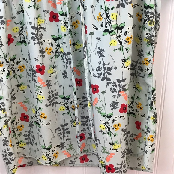 Joe Fresh Green & Red Bright Floral Dress with Roll-Up Sleeves for Spring, SZ L - Picture 10 of 16